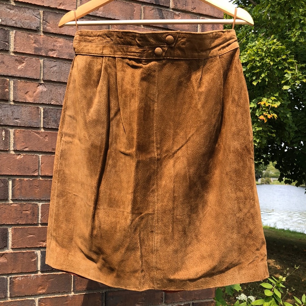 A-Line Mini Skirt in Warm Tan Suede